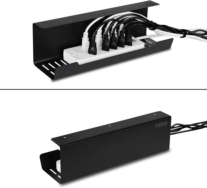 VIDOR Under Desk Cable Management Tray 2-Pack, No Drill Alloy Steel - Image 5