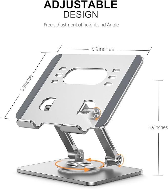 Tablet Stand Holder with Thickened 360°Rotating Base Dual Rod Adjustable - Image 3