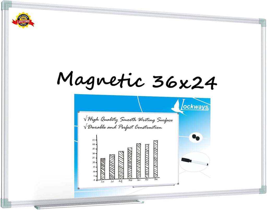 Lockways Magnetic Dry Erase Board, 36 x 24 Inch Magnetic Whiteboard White Board