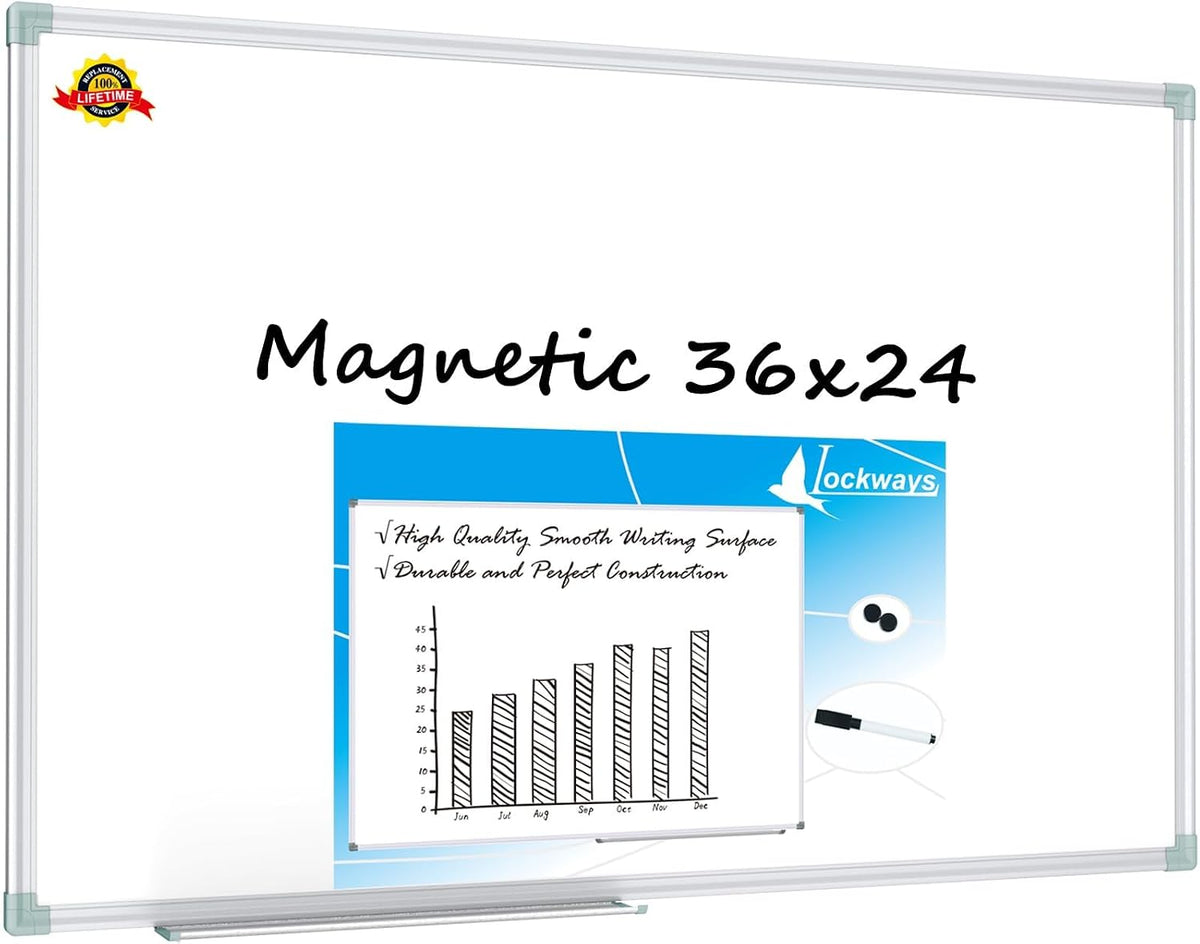 Lockways Magnetic Dry Erase Board, 36 x 24 Inch Magnetic Whiteboard White Board