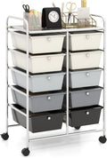 HAPPYGRILL 10-Drawer Rolling Storage Cart, Storage Organizer Cart