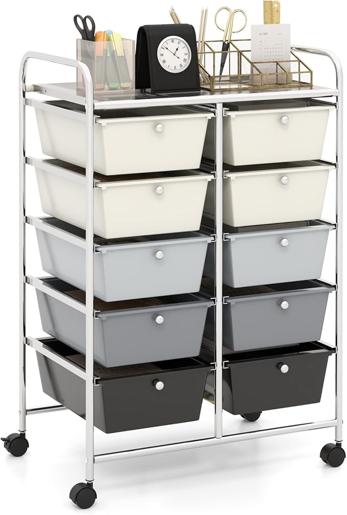 HAPPYGRILL 10-Drawer Rolling Storage Cart, Storage Organizer Cart by HAPPYGRILL