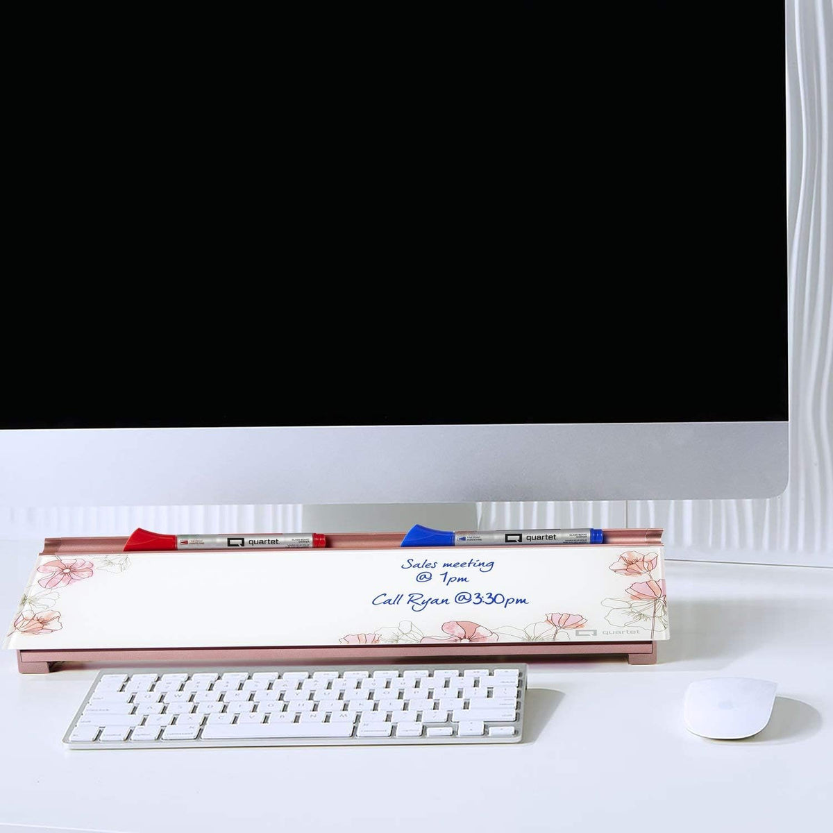 Quartet Glass Dry Erase White Board 18"W x 6"H, Compact Desktop Whi...