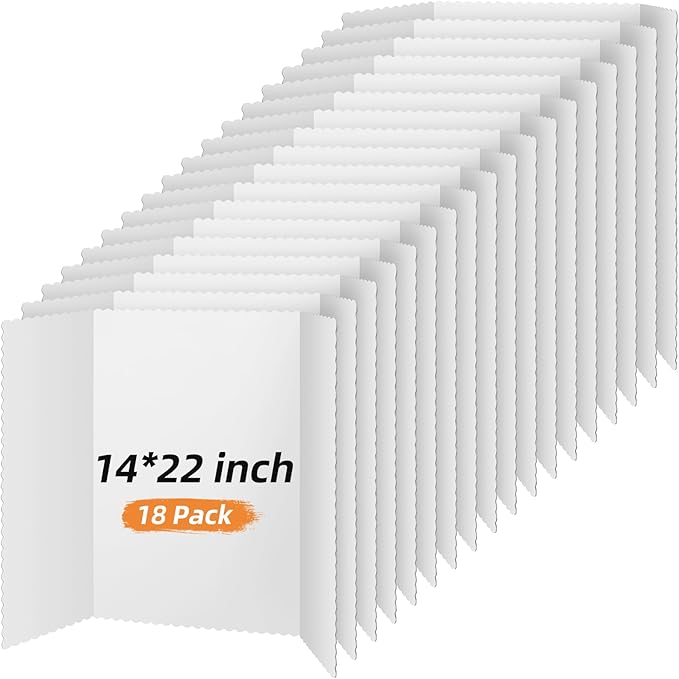 Ctosree 18 Pcs 14 * 22 Inch Tri Fold Poster Board Bulk, Science Fair Project by Ctosree