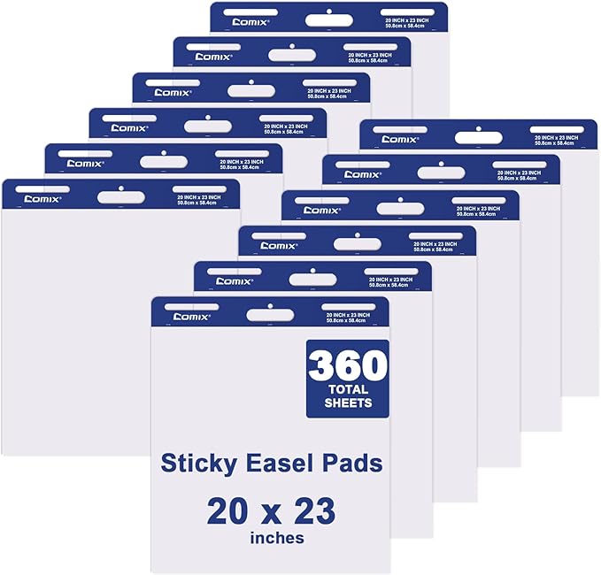 Comix Sticky Easel Pad, 20 x 23 Inches Flip Chart Paper by Comix