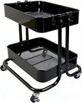 LiWNYRK 2 Tier Cart with Wheels Heavy Duty Metal Rolling Storage Cart by LIWNYRK