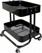 LiWNYRK 2 Tier Cart with Wheels Heavy Duty Metal Rolling Storage Cart by LIWNYRK