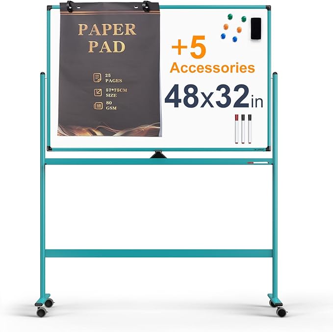 Large Dry-Erase Rolling Magnetic Whiteboard by TSJOFFICE