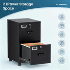 miiiko 2 drawer file cabinet with lock, vertical on a desk or shelf