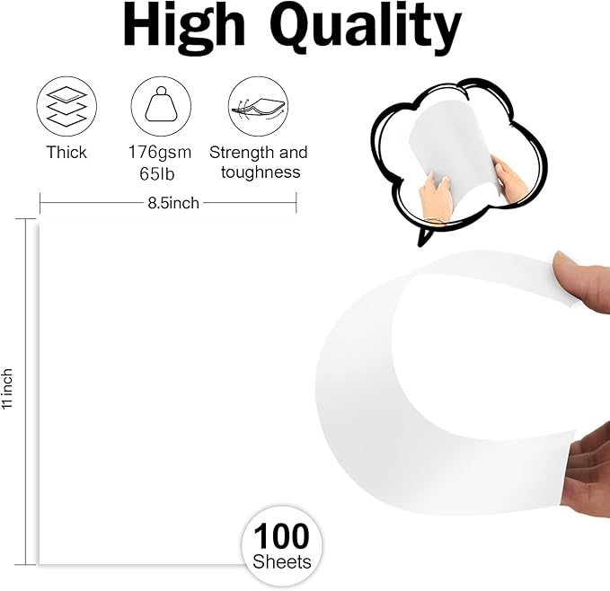 White Cardstock 8.5 x 11 White Paper 100 Pack, Goefun 65lb Card Stock Printer - Image 2