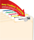 Avery 5266 Permanent Filing Labels, 1/3 Cut, 750/PK, RD/BE/GN/PE/YW