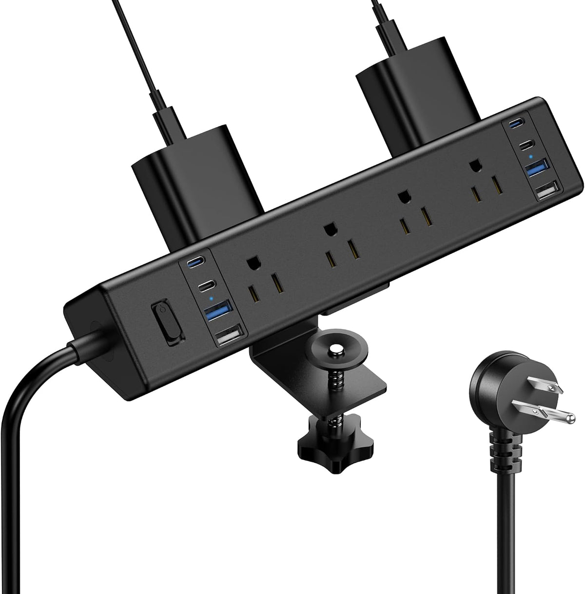 40W Fast Charging Station, Desk Clamp Power Strip 20W USB C, 8 Outlets