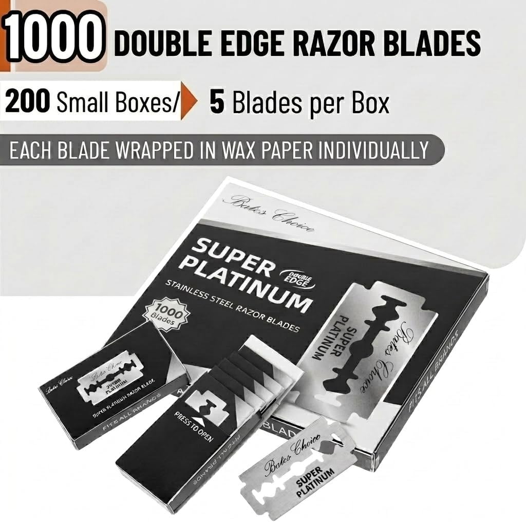 Bates- Double Edge Razor Blade, 1000 Pack, Silver, Stainless Steel, Shaving B...