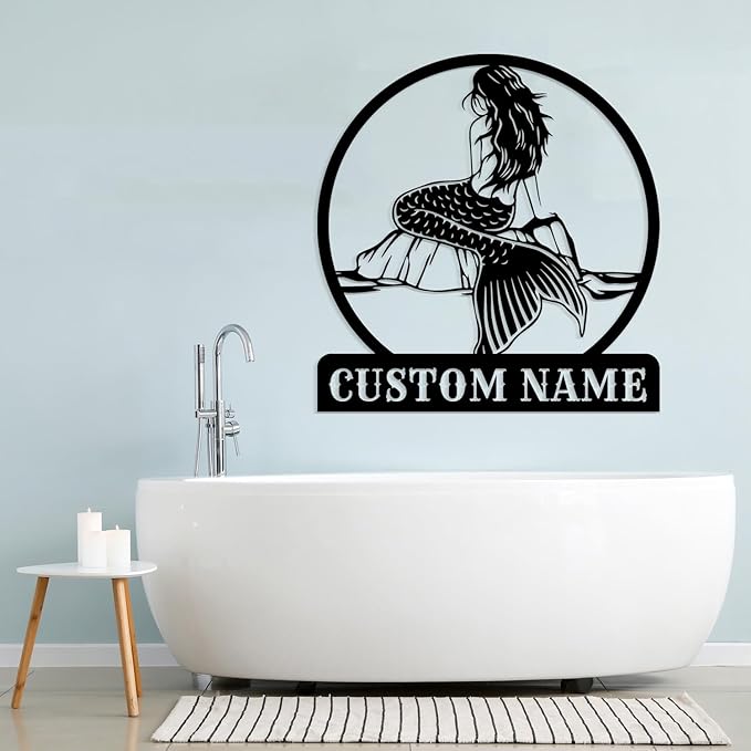 Custom Mermaid Metal Sign, Personalized Mermaid Name metal Signs, Mermaid Wall - Image 2