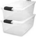 HOMZ 2-Pack Latching Lid, Large Clear Plastic Storage Bins