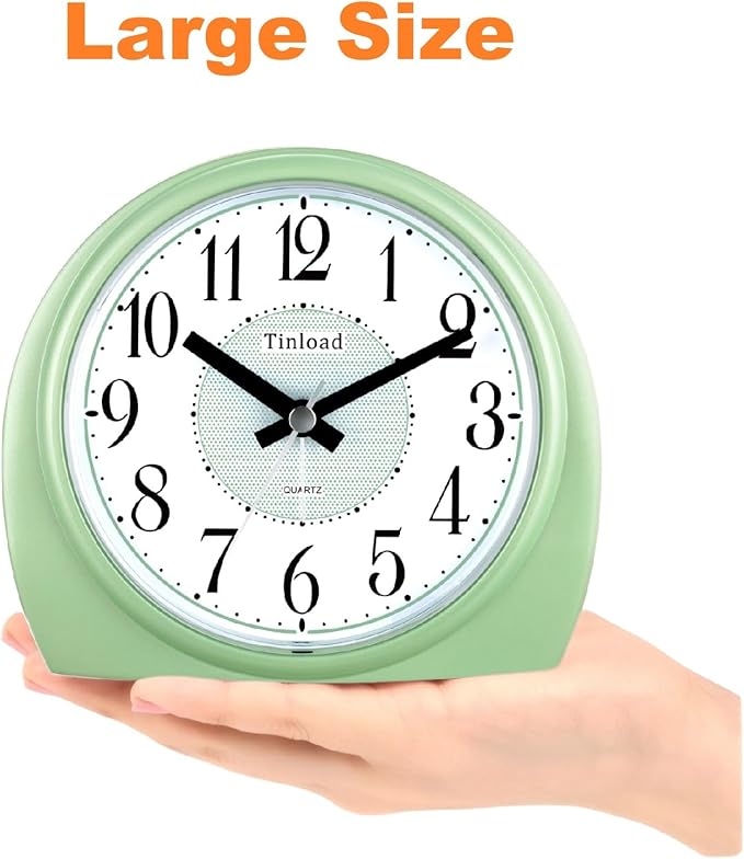 Tinload 5.5" Large Analog Alarm Clock Silent Non Ticking, Gentle Wake, Beep - Image 6
