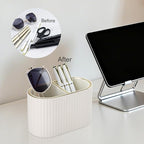 KINGFOM PU Leather Desk Organizer Pen Holder – Dual-Compartment Stylish Pencil - Image 9
