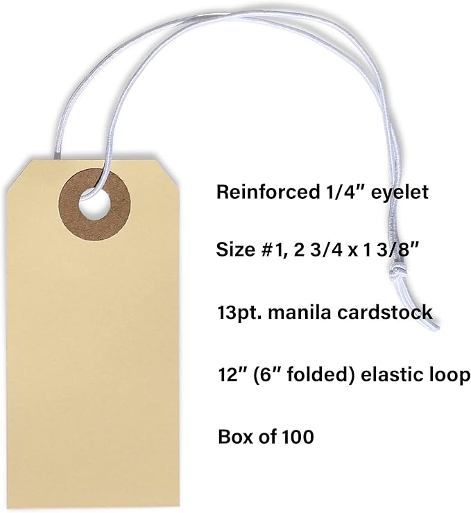 Manila Tags with Elastic Loop - Image 3