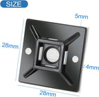 XHF 100 PCS 1.1" Black Self Adhesive Cable Zip Tie Mounts Wire Cable Clips - Image 3