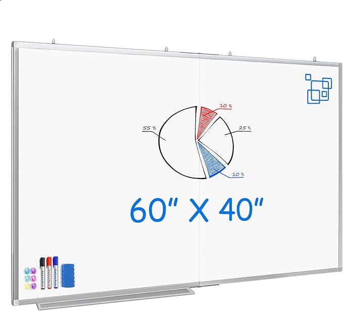 White Board Dry Erase 60x40, Large Magnetic Whiteboard Maxtek Dry Erase Boards by Maxtek