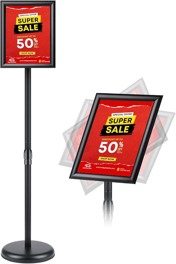 RedChili Sign Holder Stand 8.5x11 Inch, Adjustable Floor Standing Sign Holder by RedChili