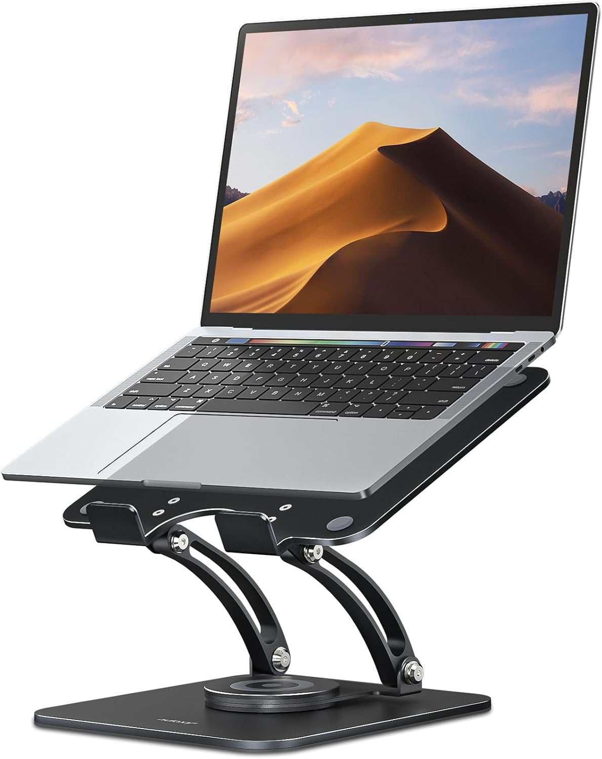 Nulaxy 360° Rotating Ergonomic Laptop Stand for Desk, Dual Foldable Design