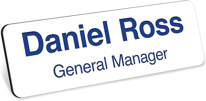 Custom Engraved Name Tags, Magnetic White and Blue Name Tags, Personalized Name by MySignCenter
