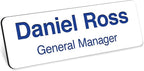 Custom Engraved Name Tags, Magnetic White and Blue Name Tags, Personalized Name by MySignCenter