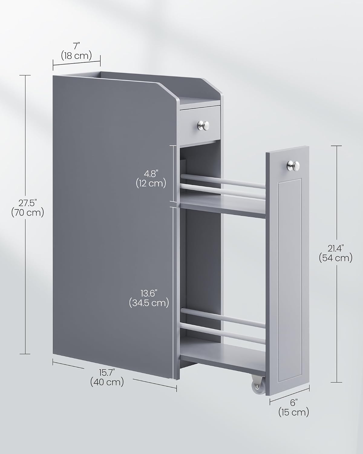 VASAGLE Small Bathroom Storage Cabinet, with Slide Out Drawers，Dove Gray