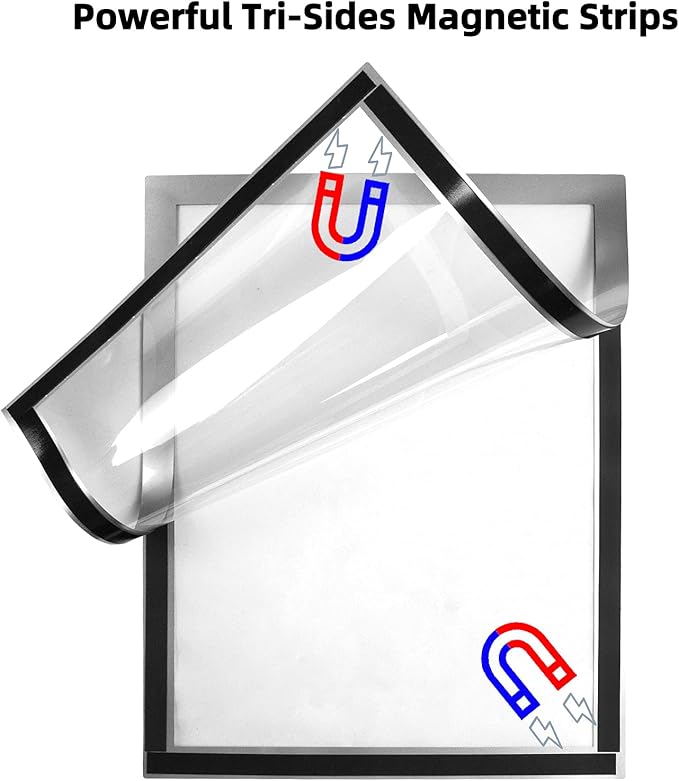 JIUYE 8.5 x 11 Self Adhesive Magnetic Sign Holder, Dual Sides Transparent - Image 4