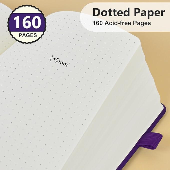 PERCUN Dotted Journal Notebook for Men & Women, 160 Pages Dot Grid notebook for - Image 4