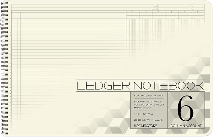 BookFactory Accounting Ledger Notebook/Large 6 Column Accounting Ledger by BookFactory