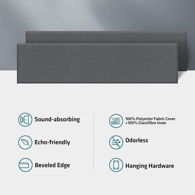 2” Thick Acoustic Panels with Hanging Brackets to the Wall, Medium Grey - Image 7