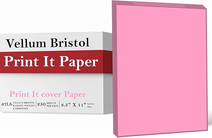 Print It - Vellum Bristol Colored Cardstock Cover Paper, 67 Lb, 8.5" X 11” by Unknown