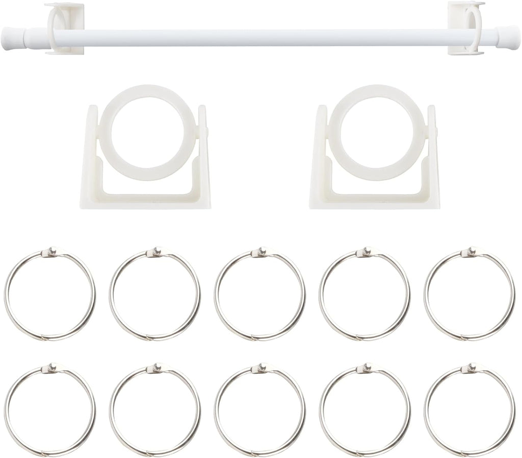 Flip Calendar Rod Adjustable Flip Calendar Holder Set 16-28 Inches Calendar Chart Rod Date Cards Holder with 10 Pieces Loose Leaf Rings Binder Rings for Classroom Whiteboard Decoration