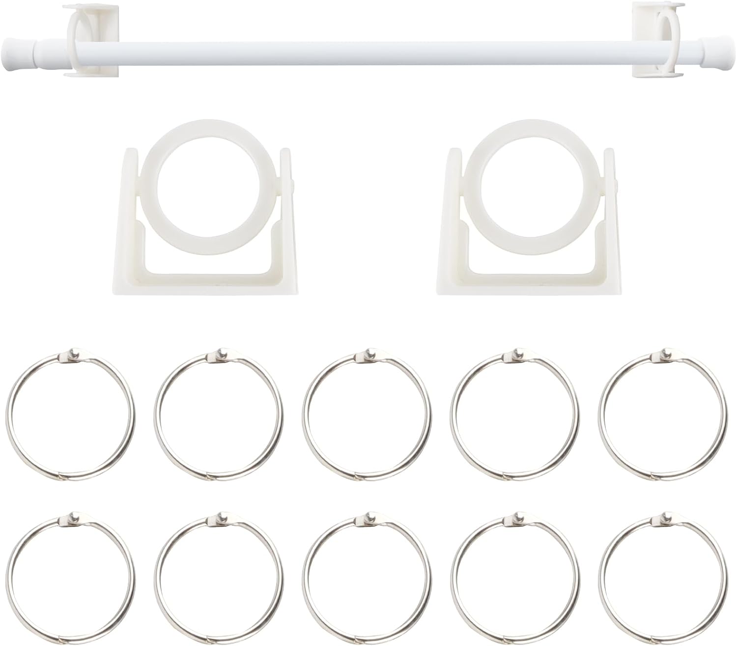 Flip Calendar Rod Adjustable Flip Calendar Holder Set 16-28 Inches Calendar Chart Rod Date Cards Holder with 10 Pieces Loose Leaf Rings Binder Rings for Classroom Whiteboard Decoration