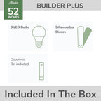 hunter builder plus, indoor, ceiling fan, 5 blades, close-up detail