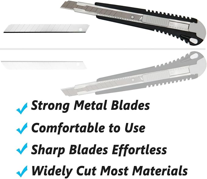 WEKOIL 9mm Snap Off Utility Knife 3 Pack High Hardness Retractable Box Cutters - Image 4