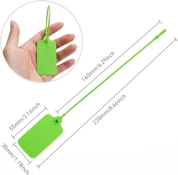 50 Green Blank Plastic Tags for Labeling Waterproof Hanging Labels Writable - Image 3