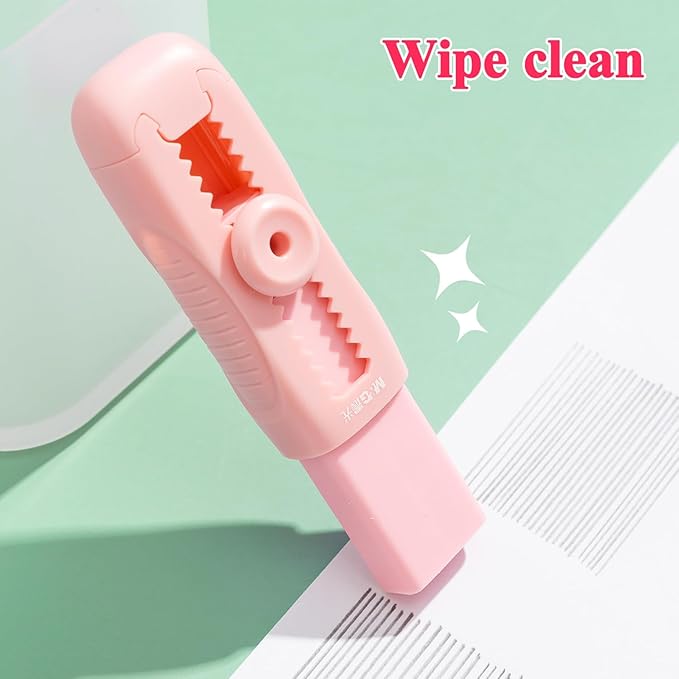 M&G 4+1 Pack Rubber Pink Erasers Sliding Retractable Eraser, Soft Cute Erasers - Image 6