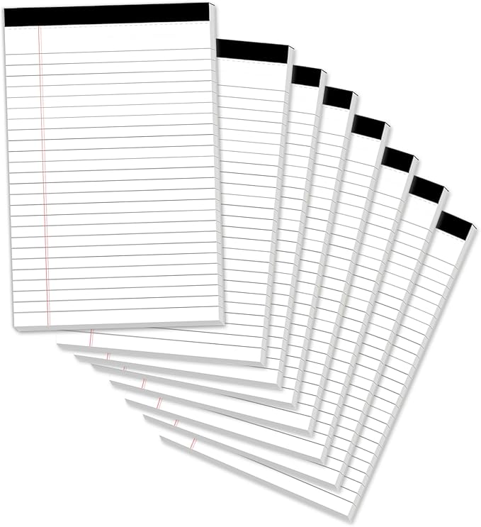 Legal Pads 5 x 8 Inch Notepad, 8 Pack Note Pads College Ruled Perforated Memo by notepads
