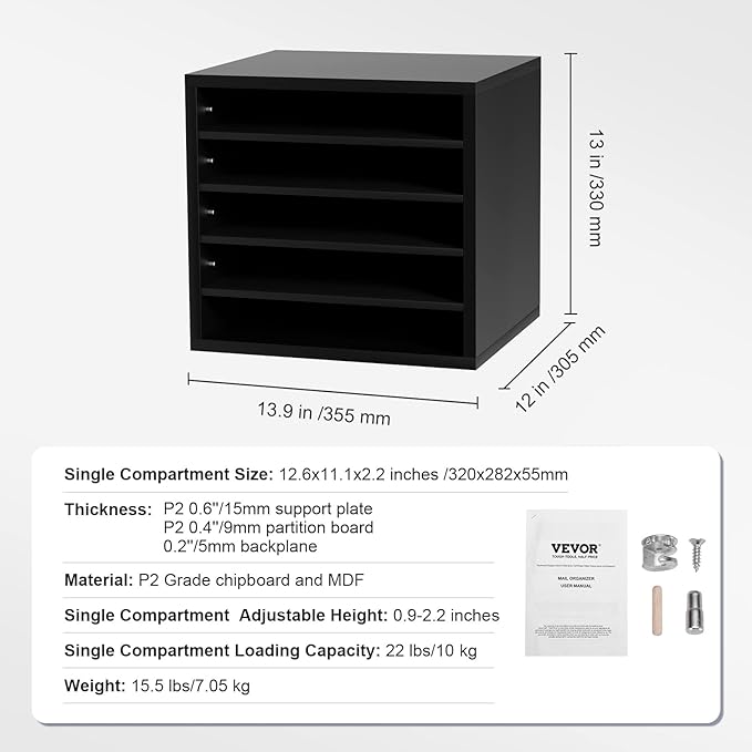 VEVOR Literature Organizers, 5 Compartments Office Mailbox - Image 7