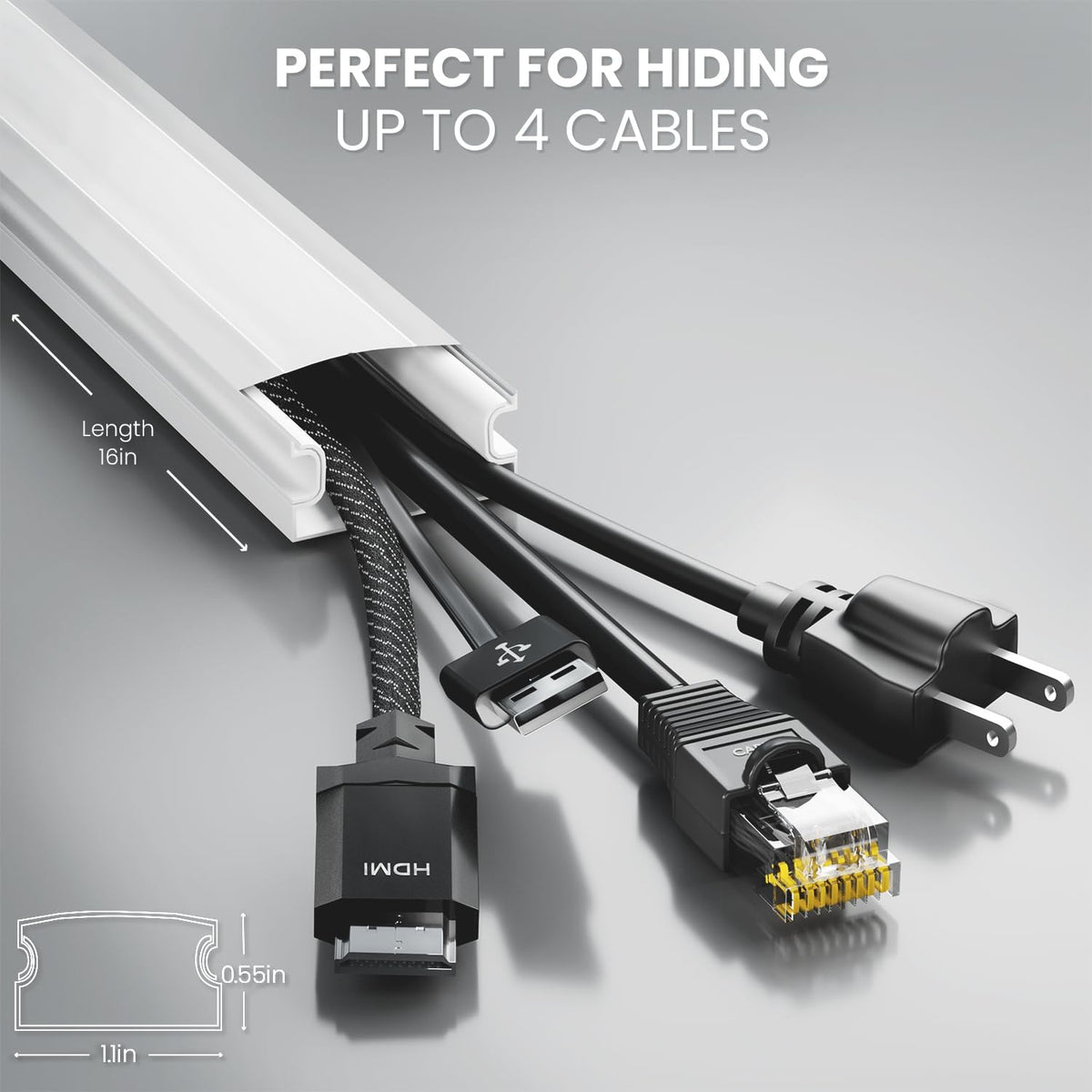 EVEO Cable Hider Wall 306” - Cable Raceway Cord Hider - Wire Covers for Cords...