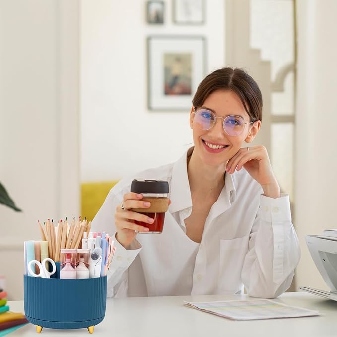 SKYDUE 360 Degree Rotating Desk Organizer, Dual-Purpose Pencil Pen Holder - Image 7