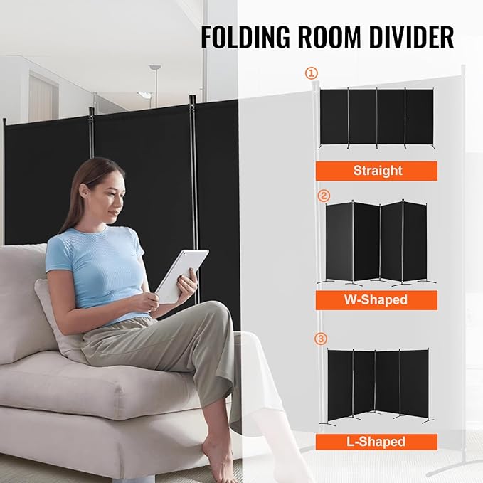 VEVOR Room Divider, 4 Panel Room Divider, Folding Privacy Screen and Portable - Image 5