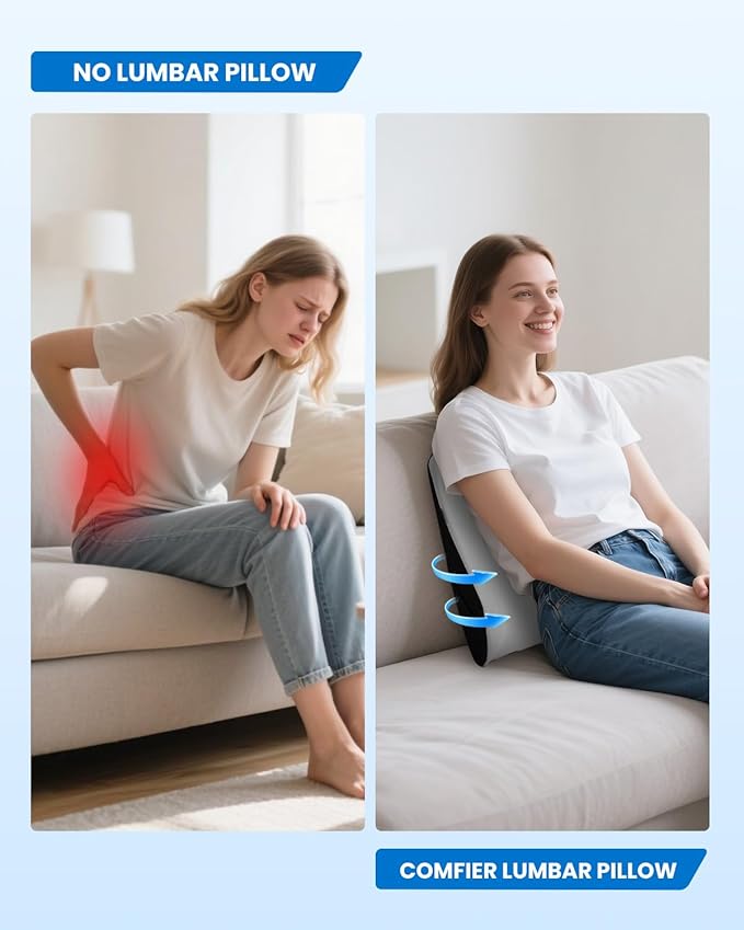 COMFIER Lumbar Support Pillow for Office Chair, Heated Back Support Pillow - Image 7