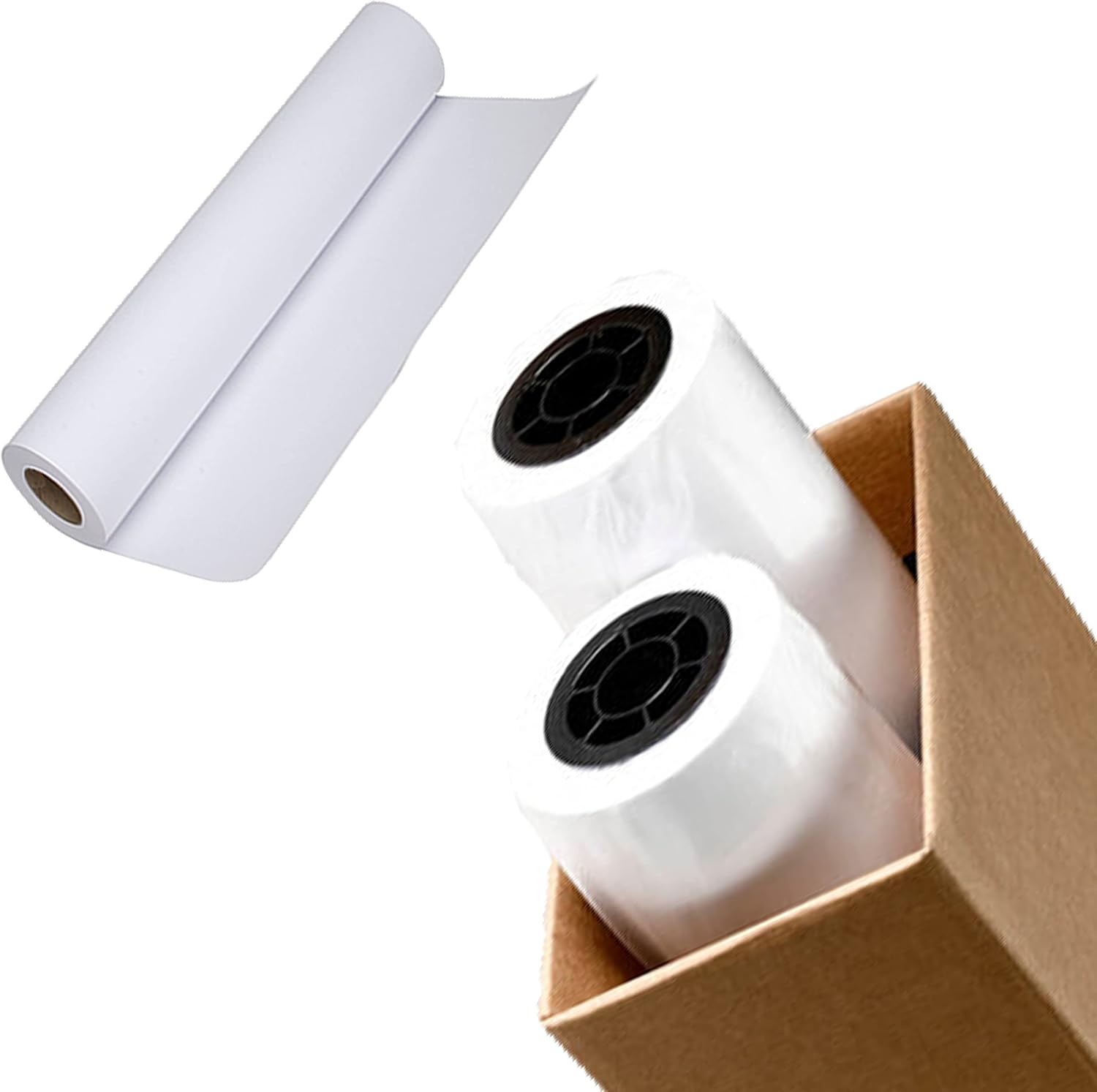 CAD Paper Rolls (2 Rolls) 36x300 Plotter Paper, 96 bright, 20lb 74 GSM Wide Format Ink Jet Bond Rolls with 2 Inch Core (Width 36” x 300” Length) from Nayelish