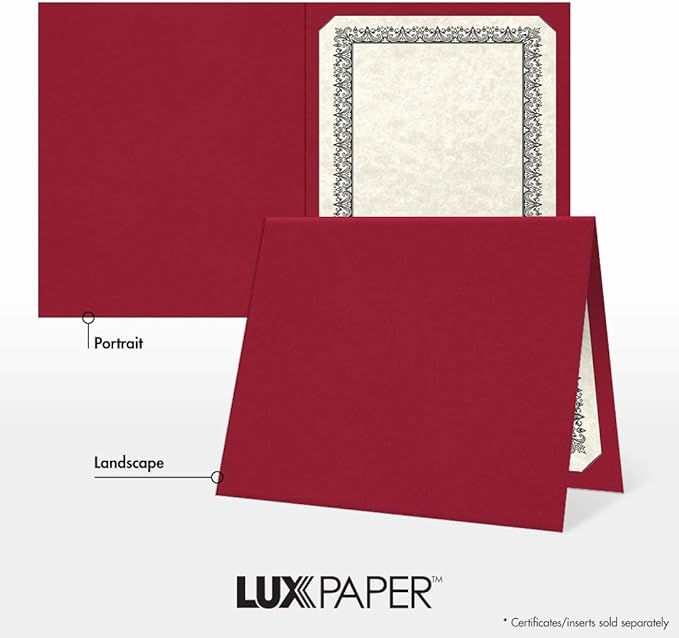 LUXPaper 9.5" x 12" Certificate Holders | Burgundy Linen | 100lb. Cover | 100 - Image 5