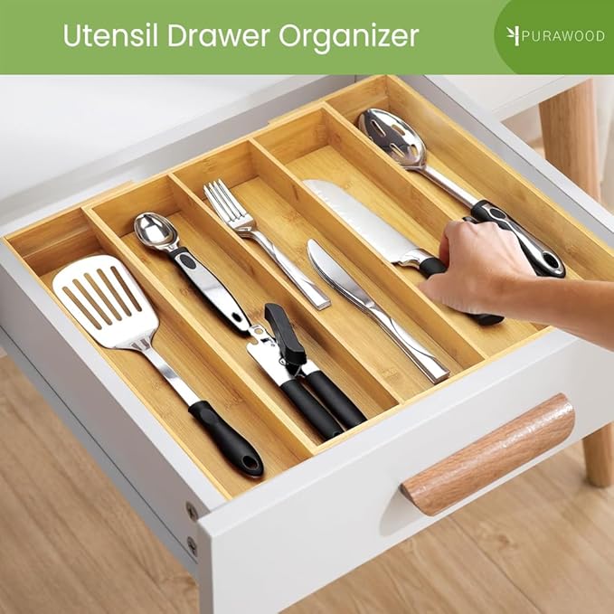 Purawood Kitchen Drawer Organizer, 2 Pack - Image 4