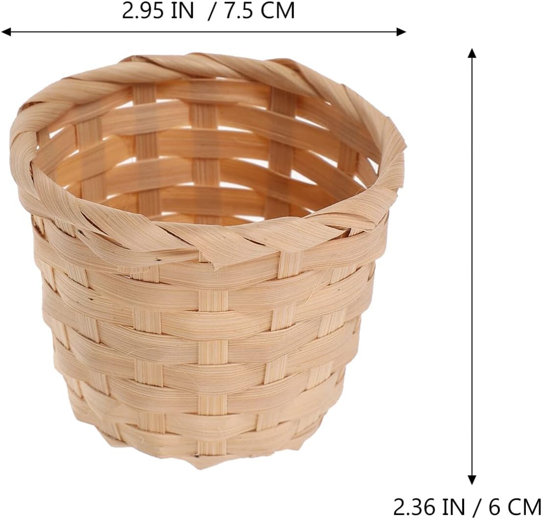 Ipetboom 10pcs Small Woven Baskets Desktop Small Flower Pot Wicker Basket Suc...